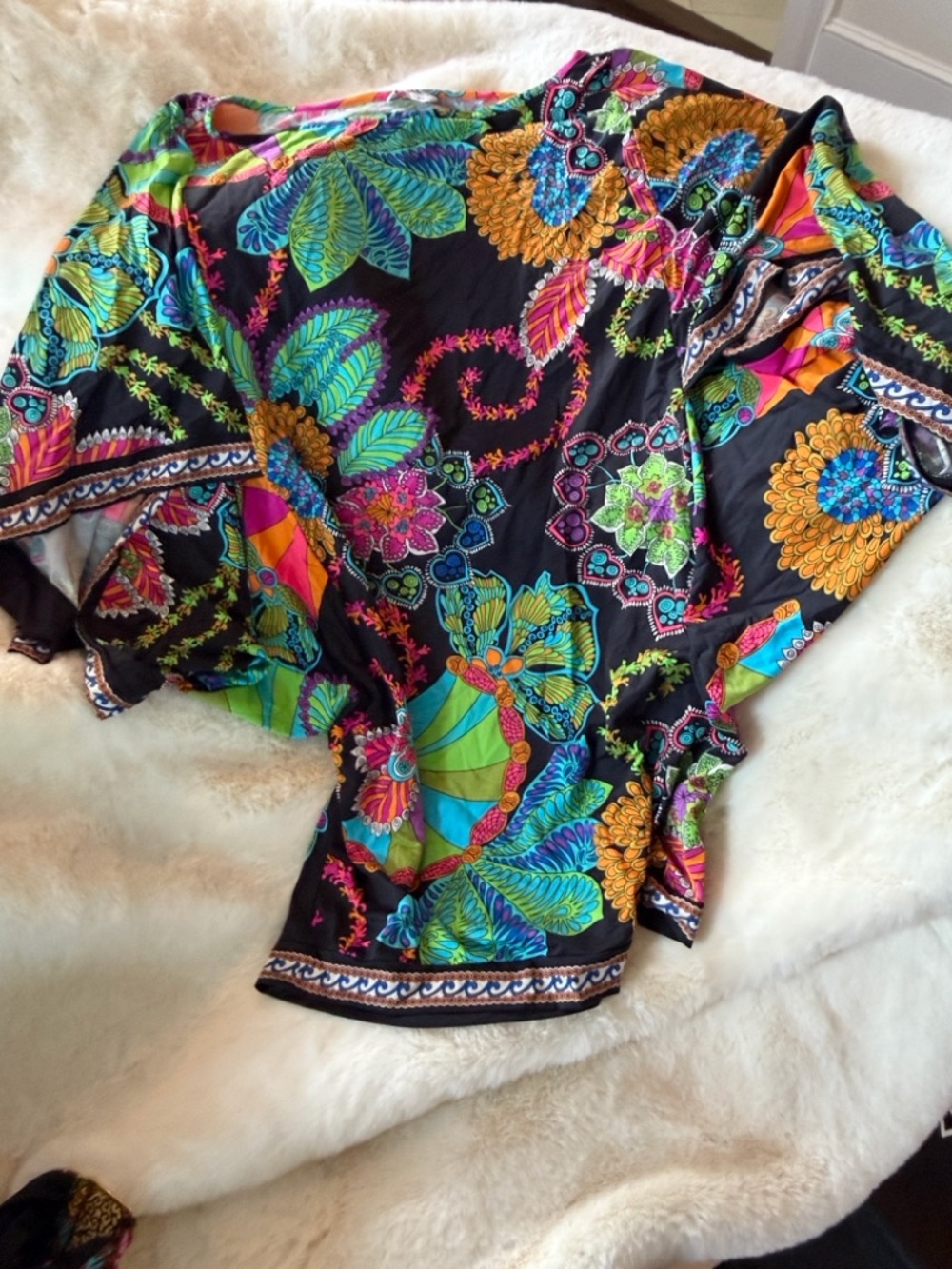 3 piece Trina Turk EUC set Floral Black Bikini Set with Cover-Up - Picture 7 of 10